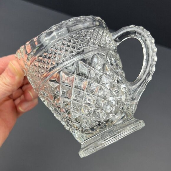Anchor Hocking Wexford Glass Creamer Crystal Diamond Cut‎ Pattern - Picture 2 of 6